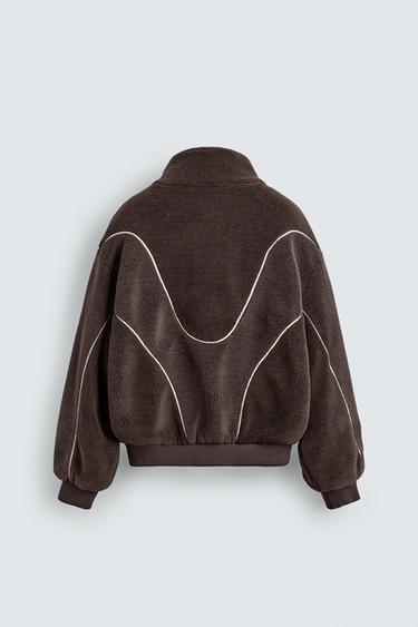 BLOUSON EFFET MOUTONNÉ CONTRASTE - Marron de Zara - Image 7