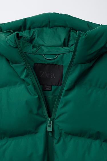 WATER-REPELLENT PUFFER COAT WITH LABEL - Green by Zara - Image 3