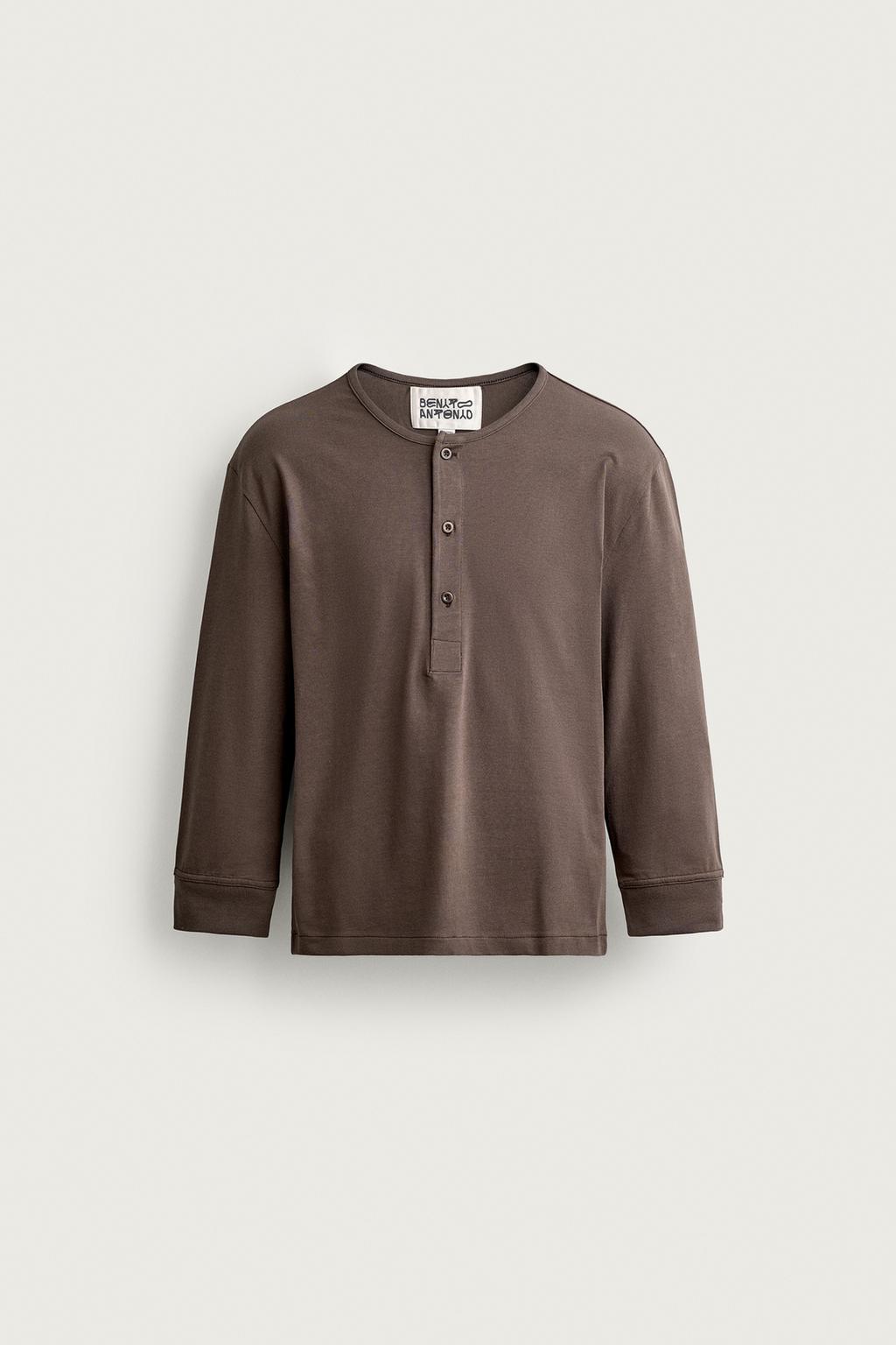 CROPPED FIT HENLEY T-SHIRT