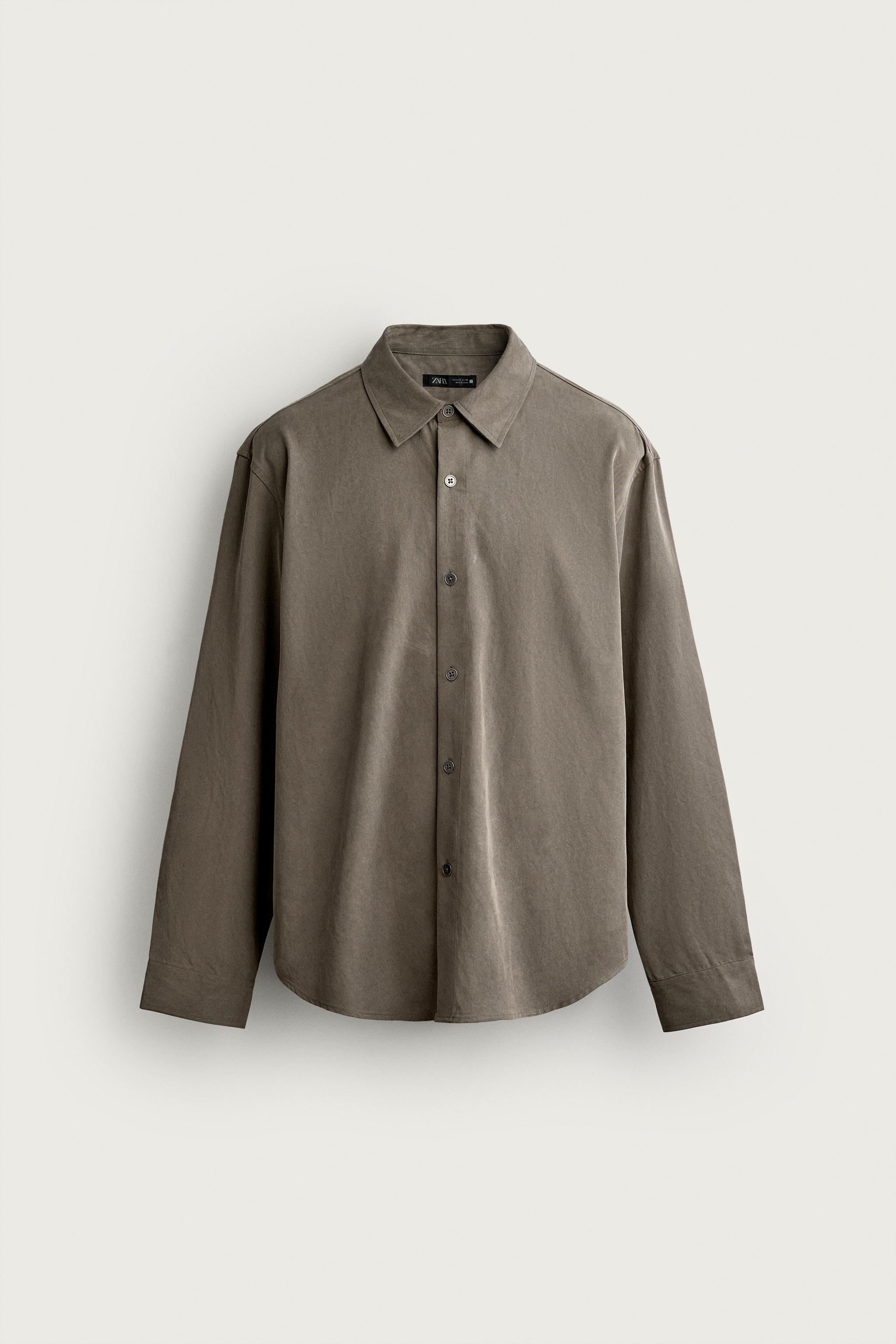 RELAXED FIT FLUID SHIRT — Gray / Natural
