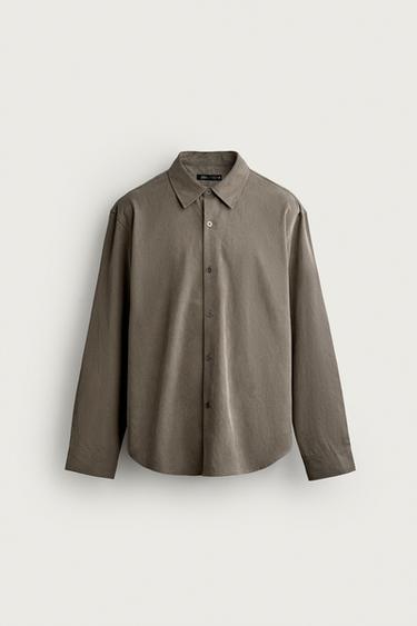 CAMISA FLUIDA RELAXED FIT - Gris / Natural de Zara