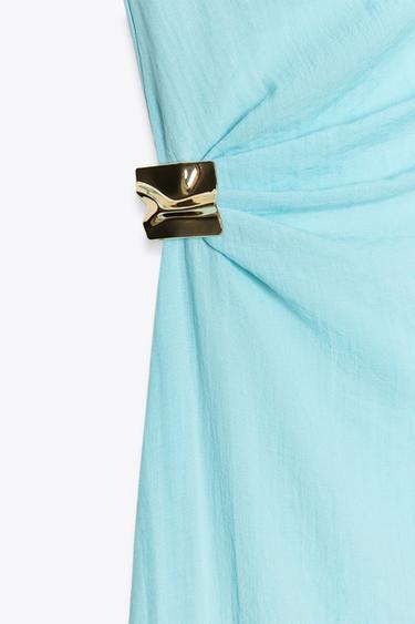 ROBE MIDI ASYMÉTRIQUE DÉCOR - Turquoise de Zara - Image 7