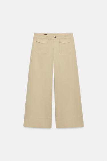 CULOTTE TROUSERS WITH POCKETS - Light camel by Zara