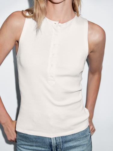 Top liseré contrastant - Blanc cassé de Zara