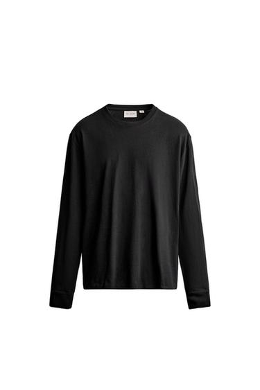 LIGHTWEIGHT LONG SLEEVE T-SHIRT - Black by Zara