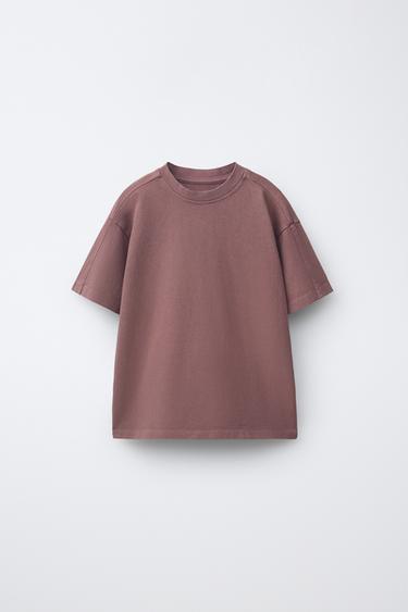 ENSEMBLE T-SHIRT ET BERMUDA UNI TEINT SUR PIÈCE - Grenat clair de Zara - Image 1