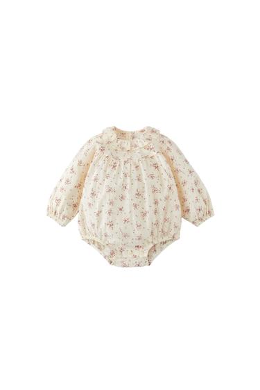 DOTTED MESH BODYSUIT WITH RUFFLES