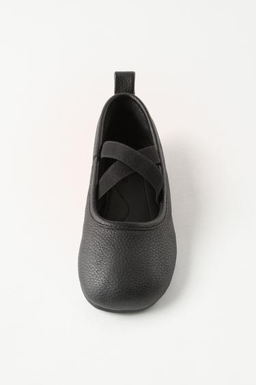 LEATHER BALLERINAS - Black by Zara