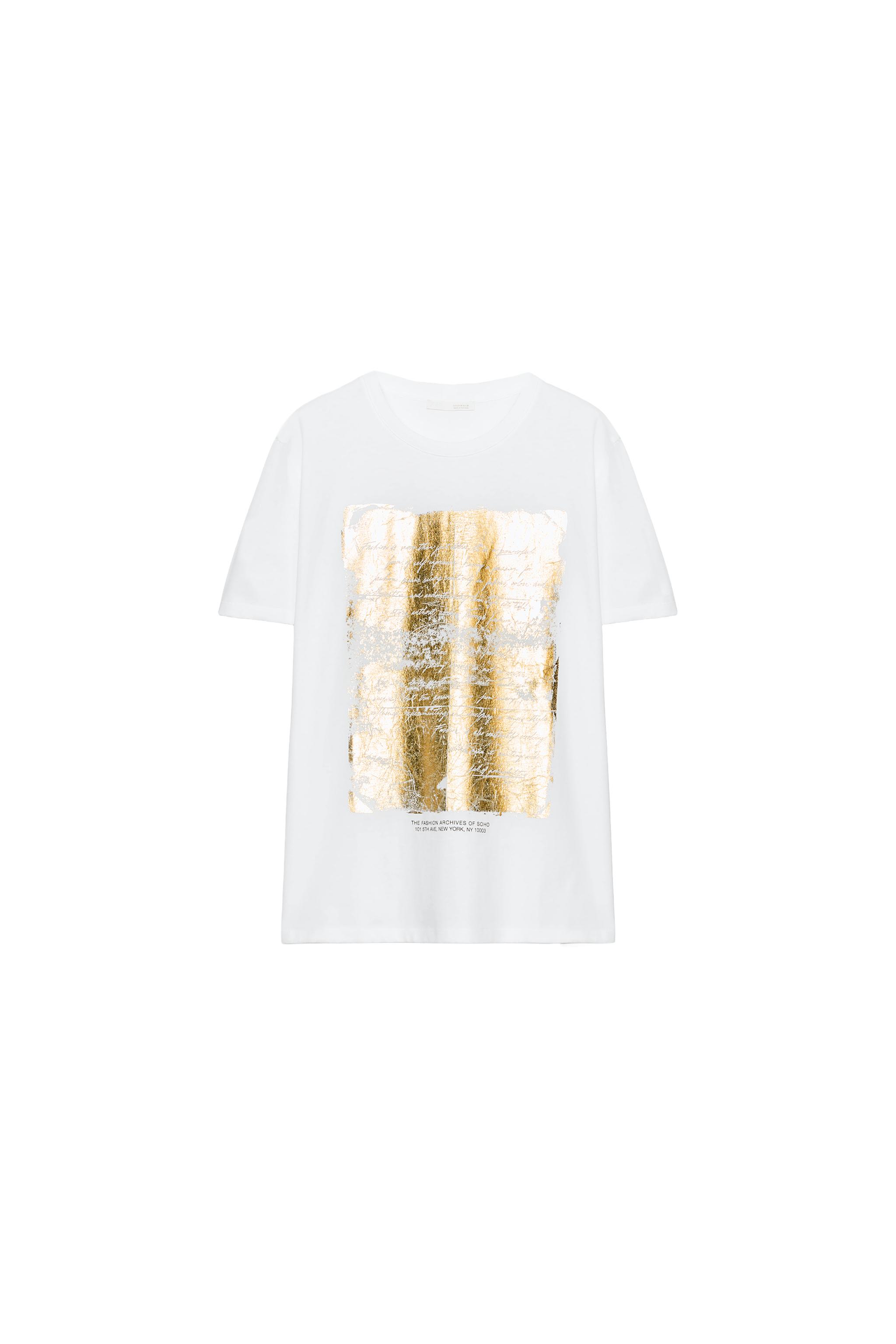 METALLIC SHORT SLEEVE T-SHIRT - White | ZARA United States