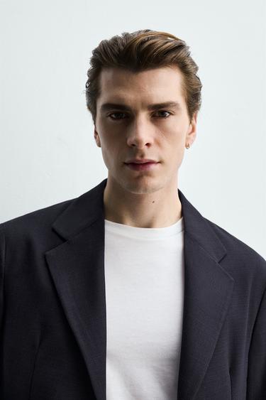 RELAXED FIT TEXTURED BLAZER - Navy blue by Zara - Image 4