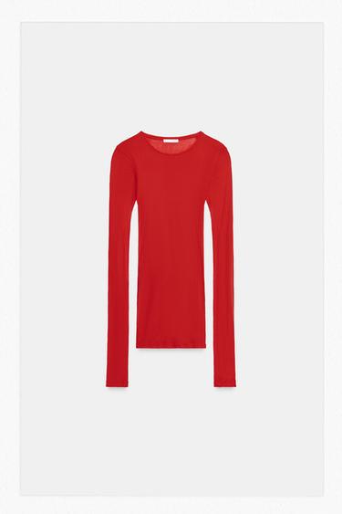 ÁO PHÔNG VẢI COTTON SUPIMA® - Màu đỏ từ Zara