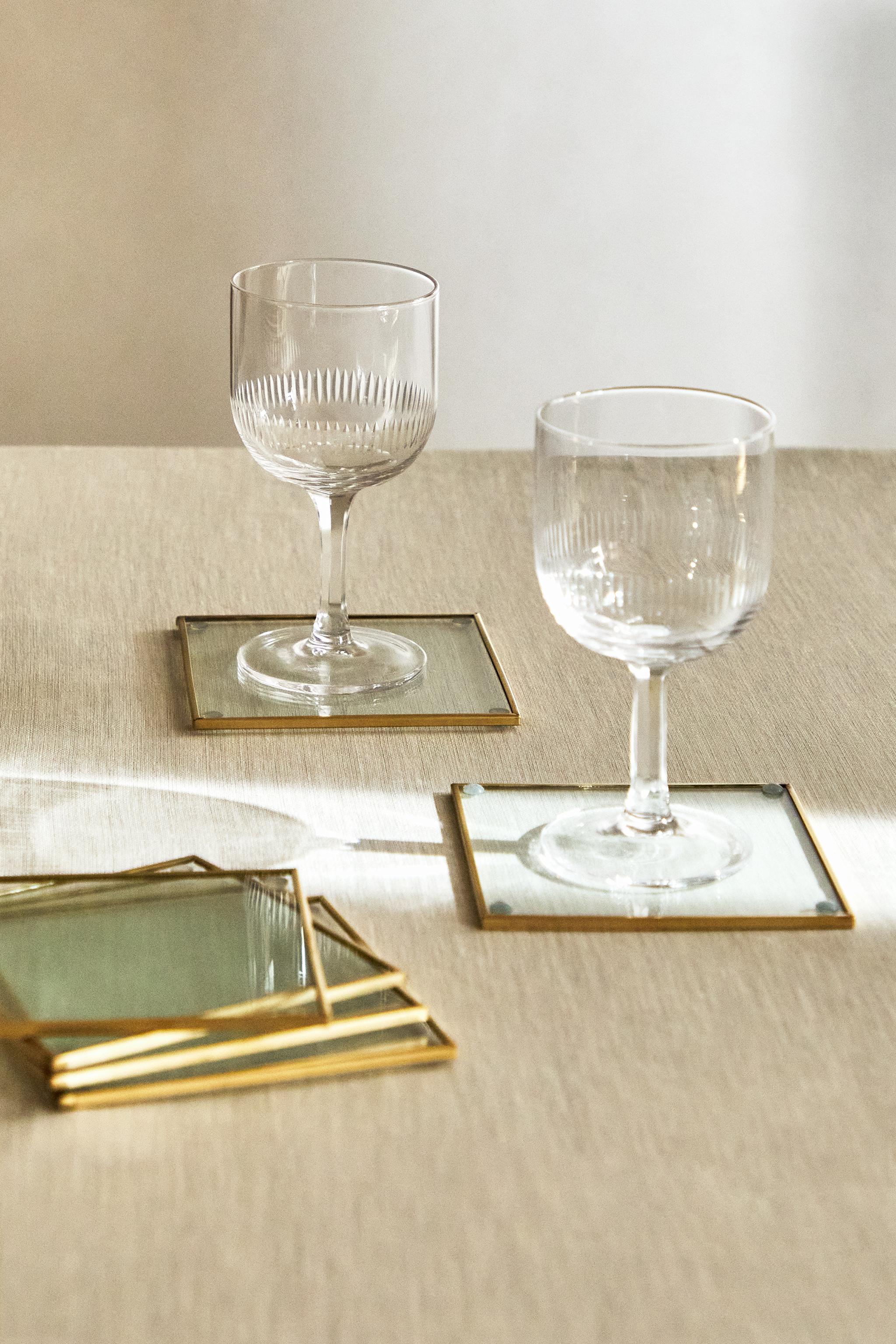 SET OF METAL AND GLASS COASTERS (SET OF 6) - Gold | ZARA United States