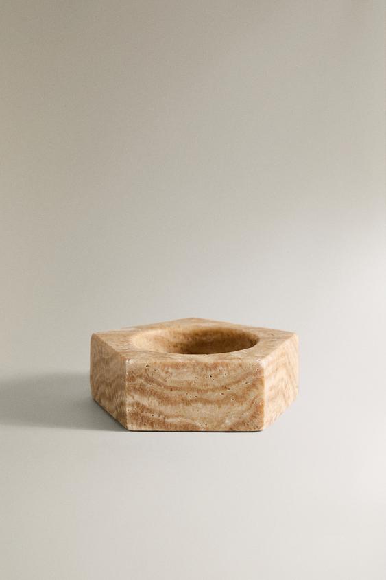 MARBLE STAR TEALIGHT HOLDER - Ecru by Zara - Image 0