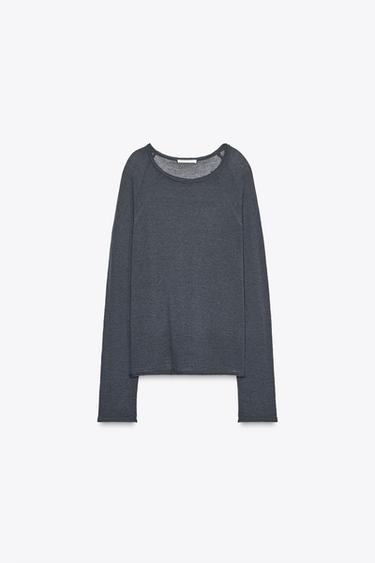 MAGLIETTA MANICHE LUNGHE MISTO LANA - Grigio antracite di Zara