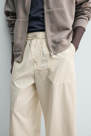 PANTALON COUPE DÉCONTRACTÉE À RAYURES CONTRASTANTES - Rayures de Zara - Image 4