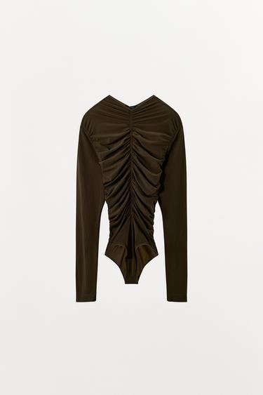 BODY EN MAILLE FRONCÉ - Vert de Zara - Image 4