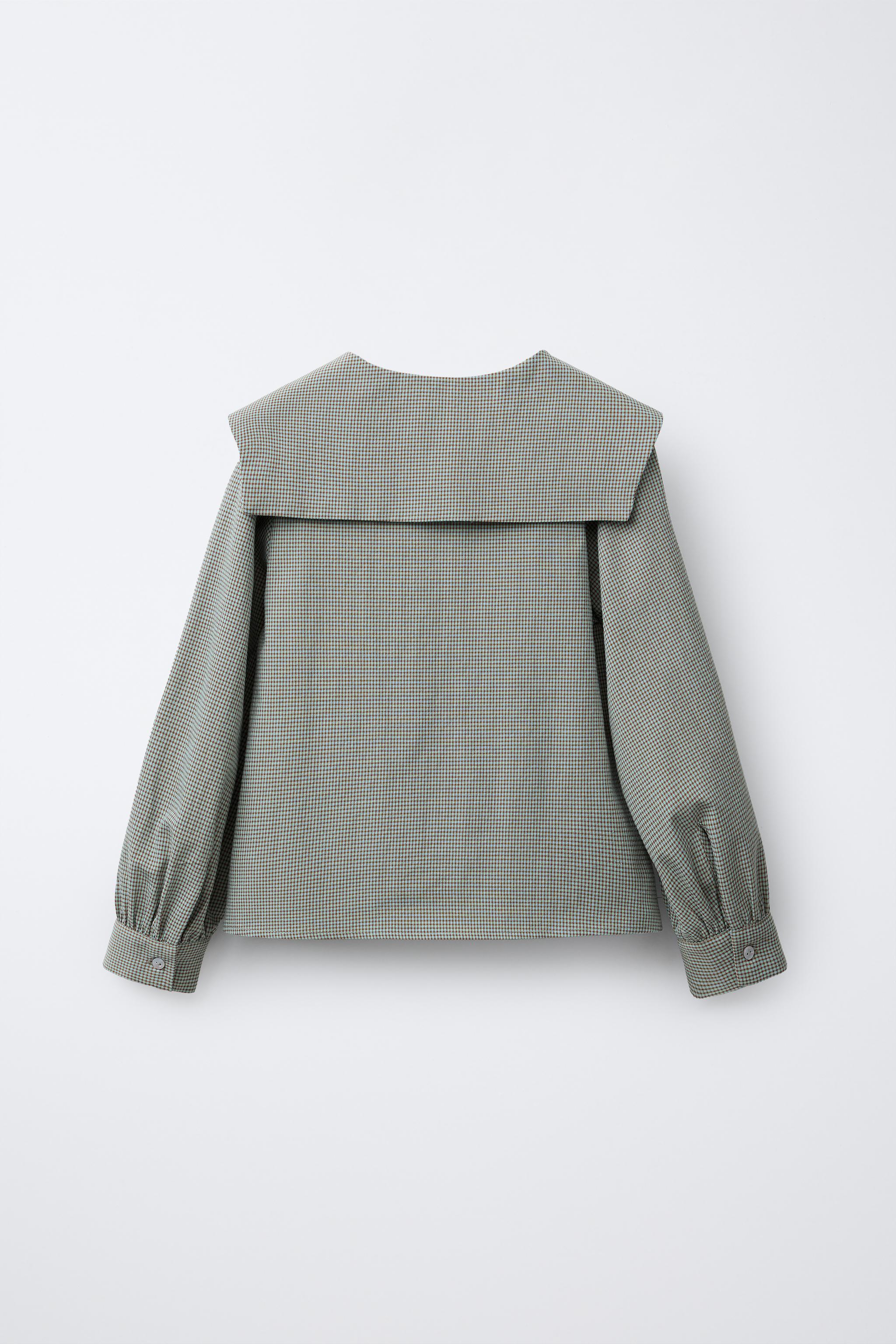 GINGHAM COLLAR SHIRT