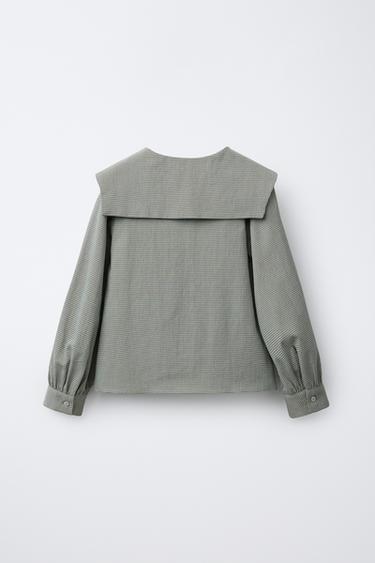 CHEMISE COL CARREAUX VICHY - Vert d'eau de Zara - Image 1