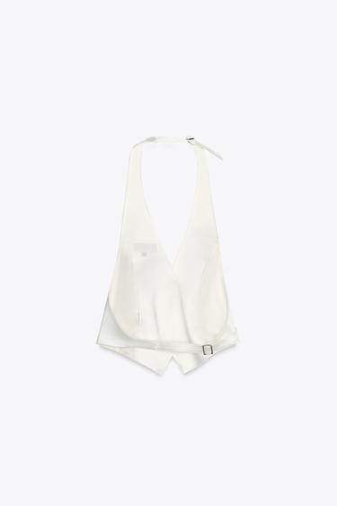 TOP GILET SATINÉ DOS NU - Blanc cassé de Zara - Image 5