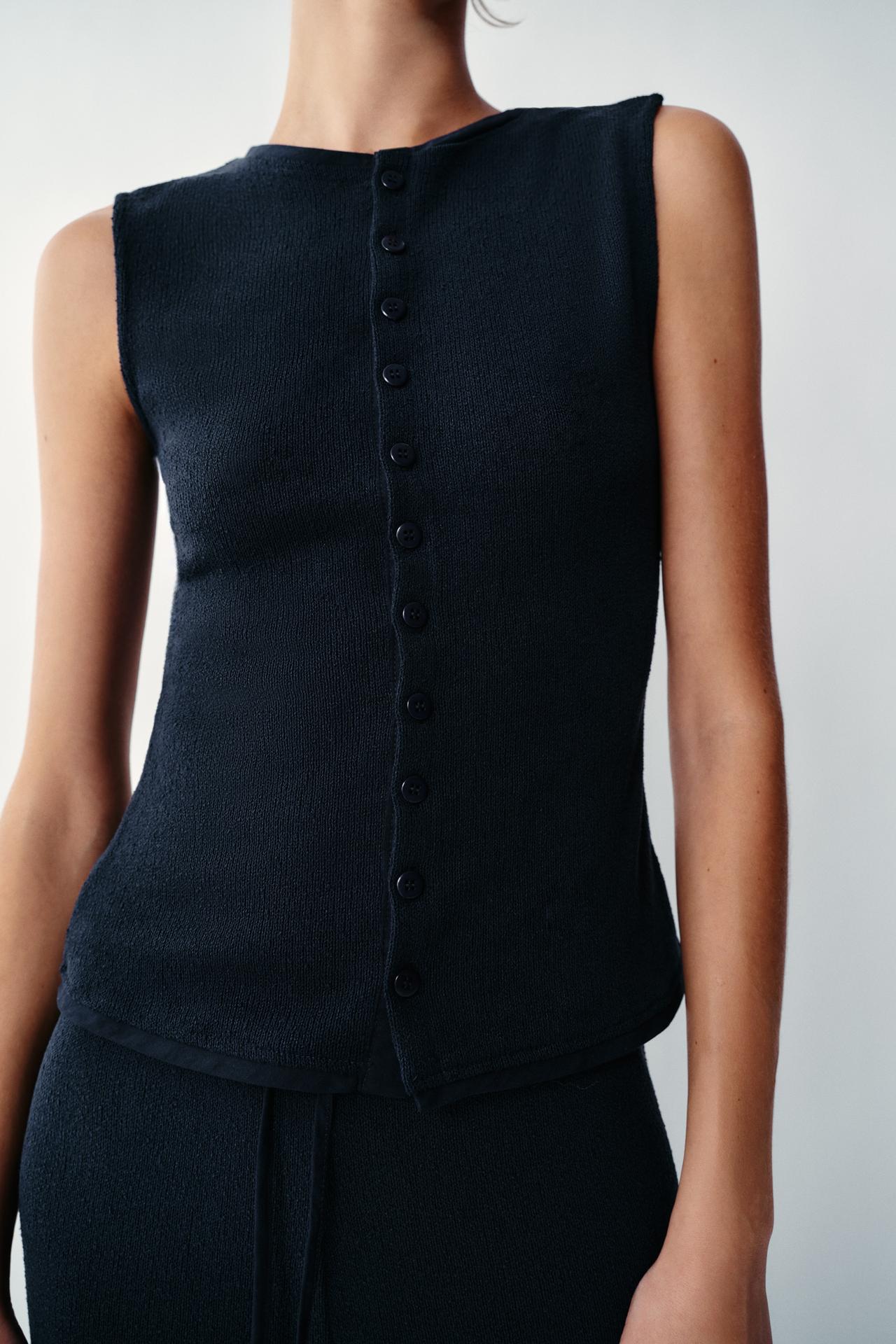 HENLEY VEST — Navy blue