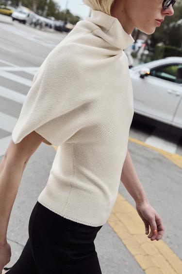 ნაქსოვი მაისური ასიმეტრიული - Zara-ს Ecru