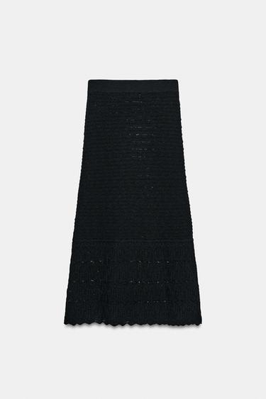 JUPE LONGUE EN MAILLE POINTELLE - Noir de Zara - Image 6