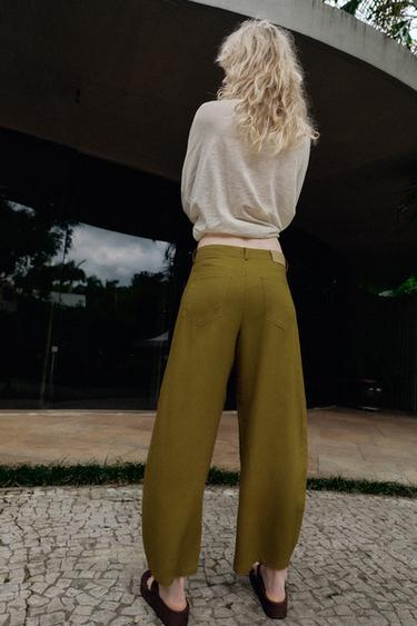 PANTALON BALLON AVEC LIN - Vert olive de Zara - Image 4
