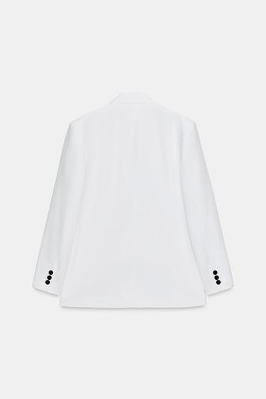 OVERSIZE DOUBLE-BREASTED BLAZER WITH SHOULDER PADS - White by Zara - Image 7
