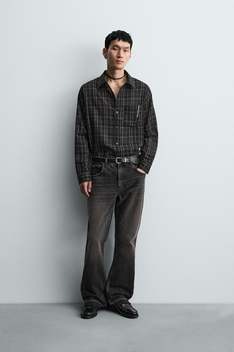 TEXTURED CHECK SHIRT Black ZARA Singapore