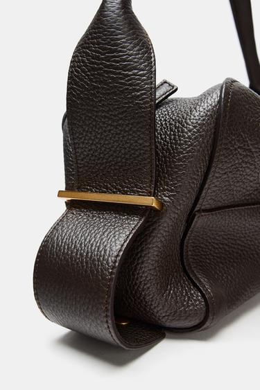 LEATHER SHOULDER BAG - Brown by Zara - Image 8
