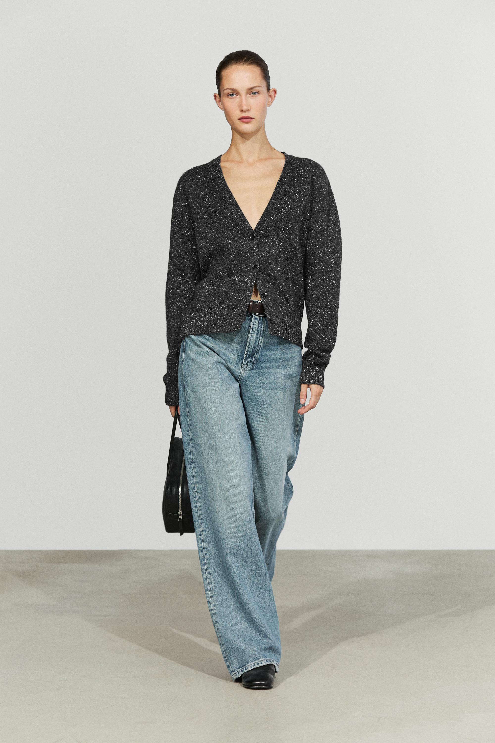 Wool and cashmere flecked knit cardigan - Anthracite Gray | ZARA