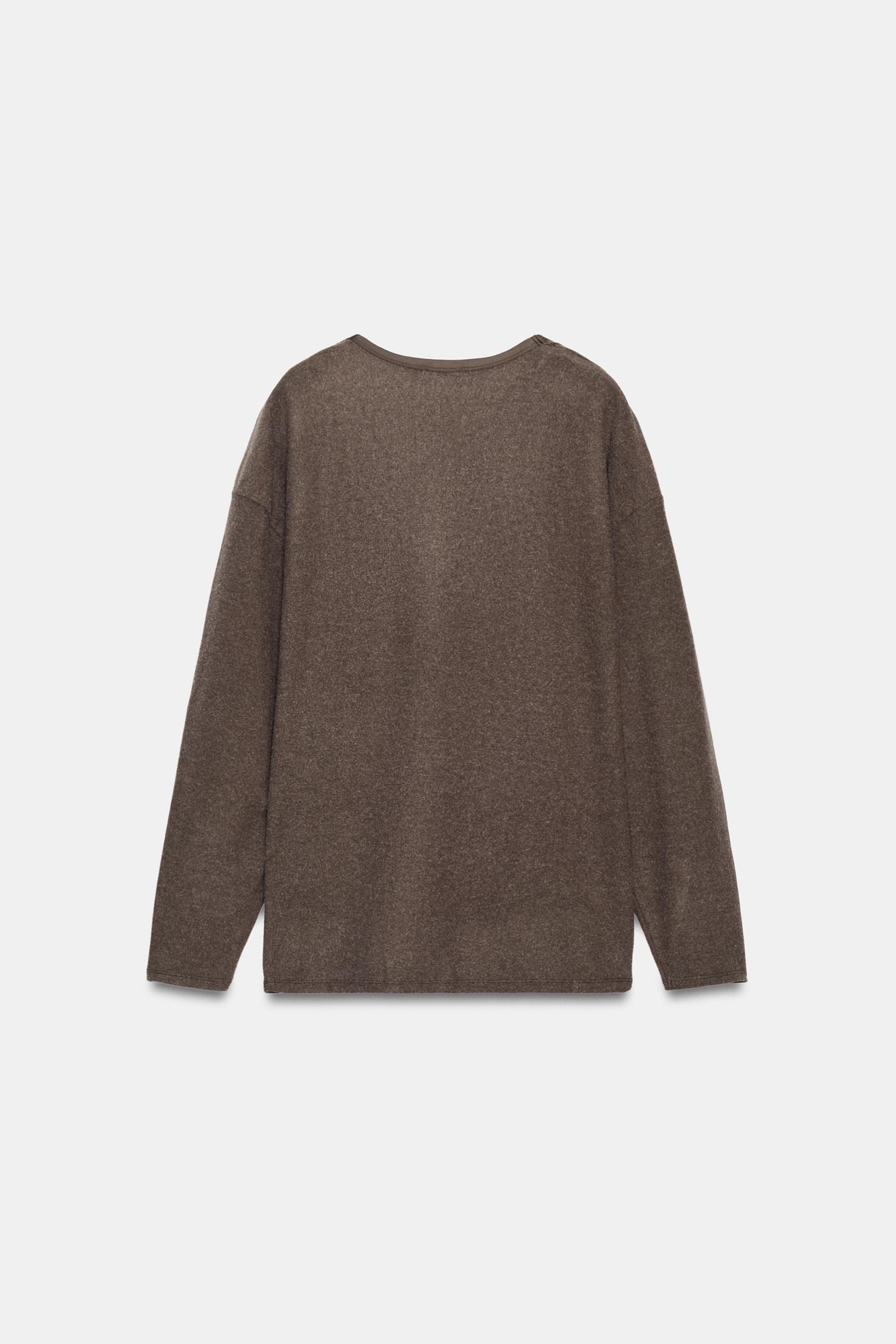 Женская футболка Zara Soft Oversize, цвет: Коричневый — фото 5