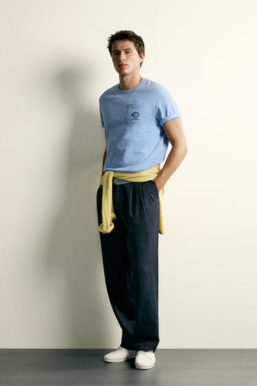 Zara COMBINATION RELAXED FIT T-SHIRT - Light blue - Image 0