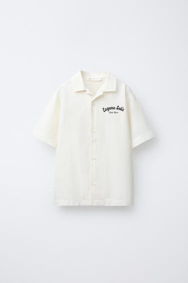 TEXT BOWLING SHIRT - Cream by Zara - Image 0