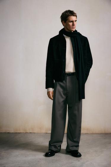 JAKET KULIT SUEDE - Hitam dari Zara