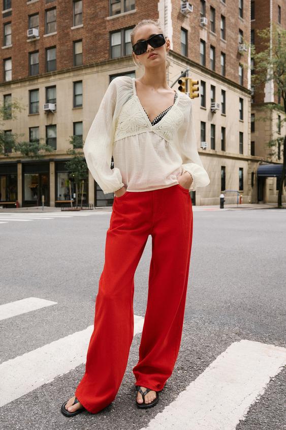 BLUSA COMBINADA CROCHET - Crudo de Zara - Imagen 0