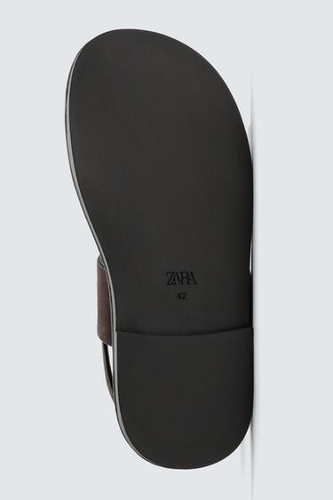 LEATHER STRAPPY SANDALS - Brown by Zara - Image 6