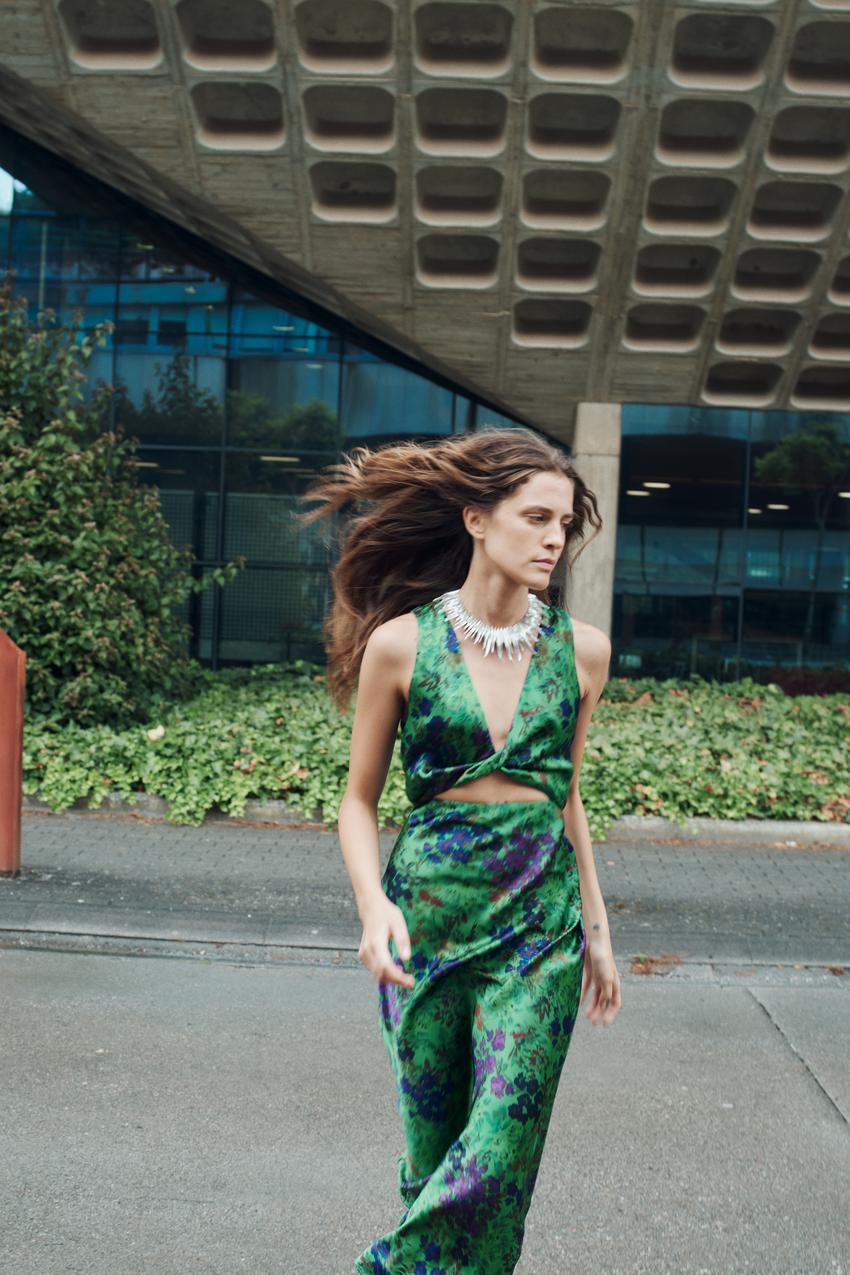 Vestido Estampado Vestidos Basicos Zara Vestidos Satinados Vestido