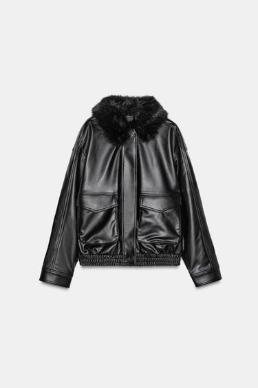 VESTE COL EFFET FOURRURE AMOVIBLE - Noir de Zara - Image 6