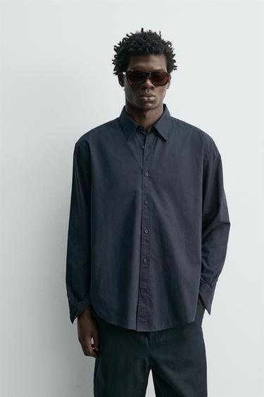 COTTON VOILE SHIRT - Dark navy by Zara