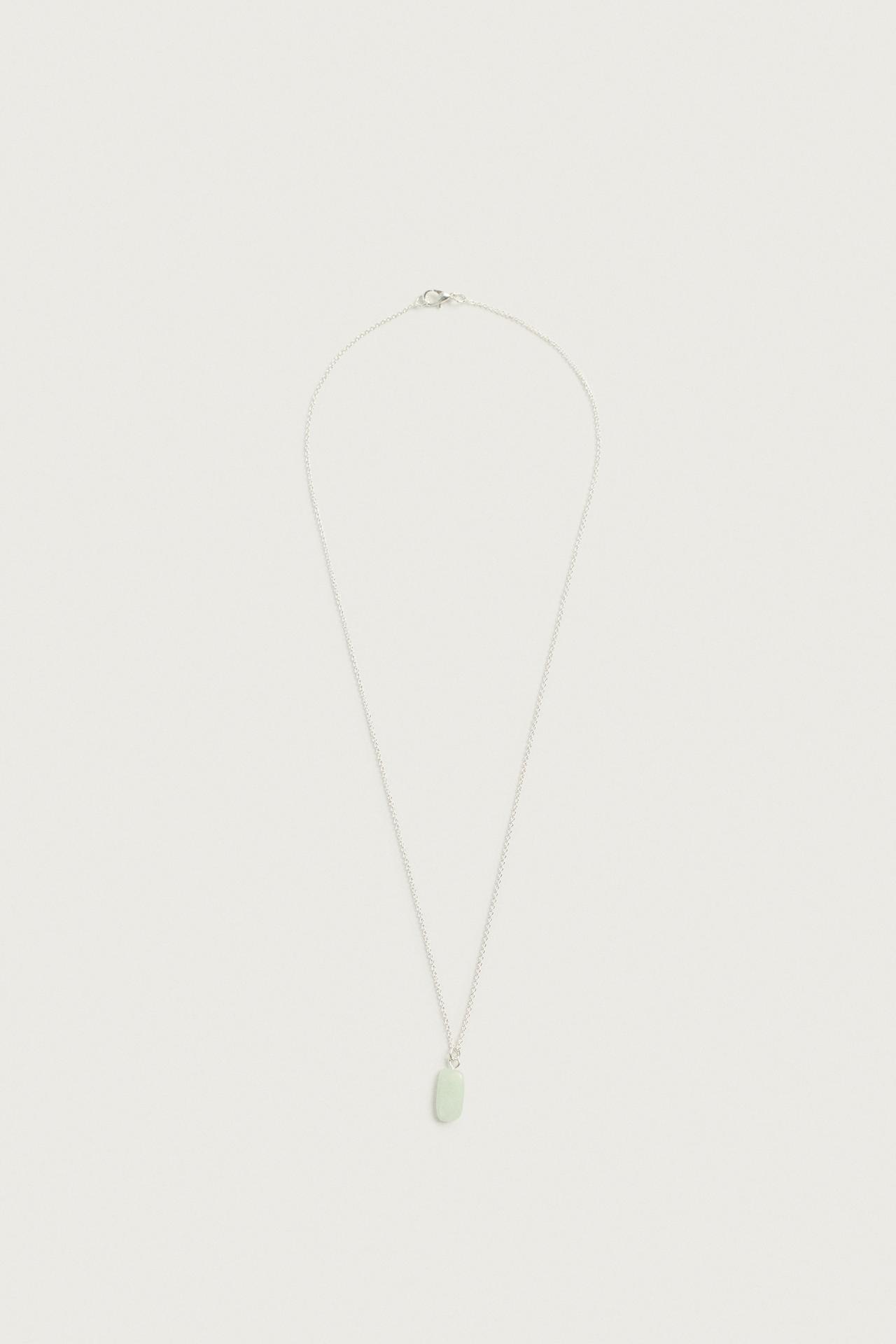 CHAIN WITH STONE PENDANT — Silver
