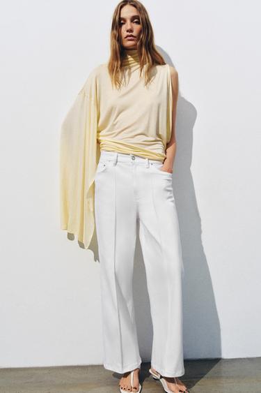 ZW COLLECTION WIDE-LEG HIGH-WAIST JEANS - Oyster-white by Zara