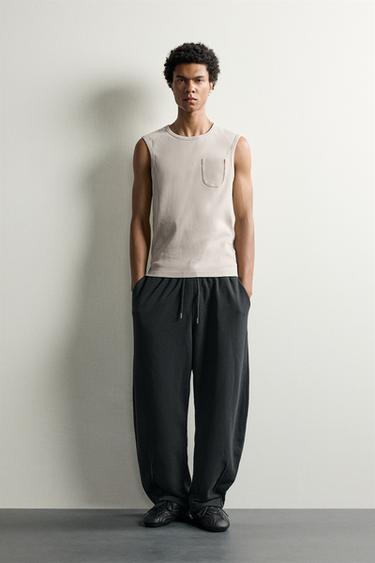 CAMISETA TANK BOLSILLO - Gris de Zara - Imagen 0