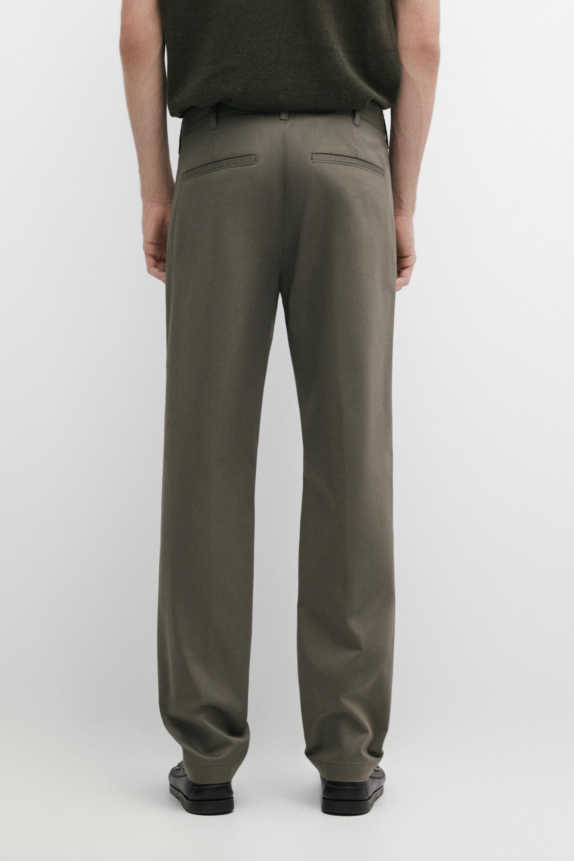 Cotton blend slim fit pants