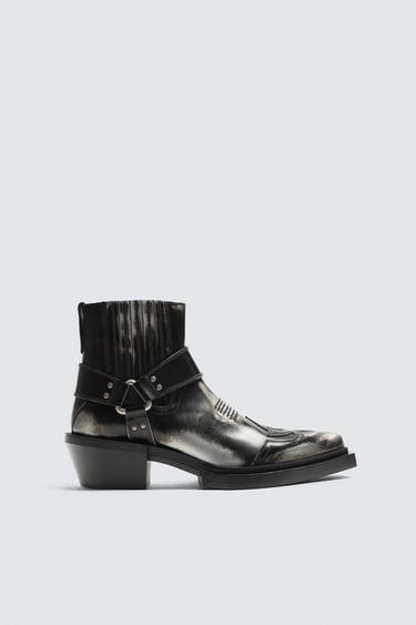 BOTA PIEL COWBOY - Gris de Zara