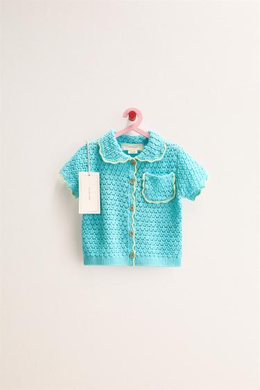 ZARA TIMELESS - КОНТРАСТТЫ ТОҚЫМА ПОЛО - Ашық көгілдір Zara компаниясынан