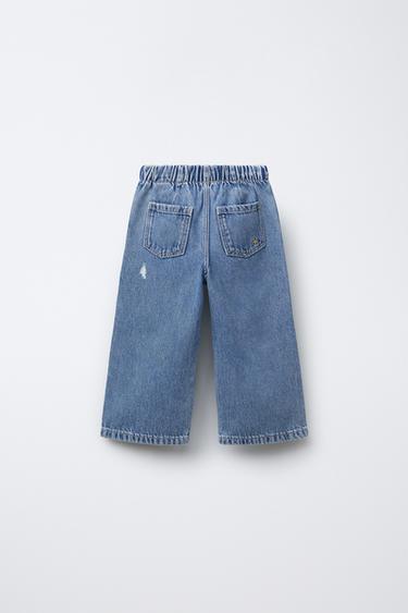 FLUID RIPPED WIDE-LEG JEANS - Mid-blue by Zara - Image 1