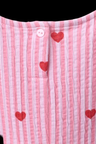 STRIPED AND HEART PRINT DRESS - Fuchsia by Zara