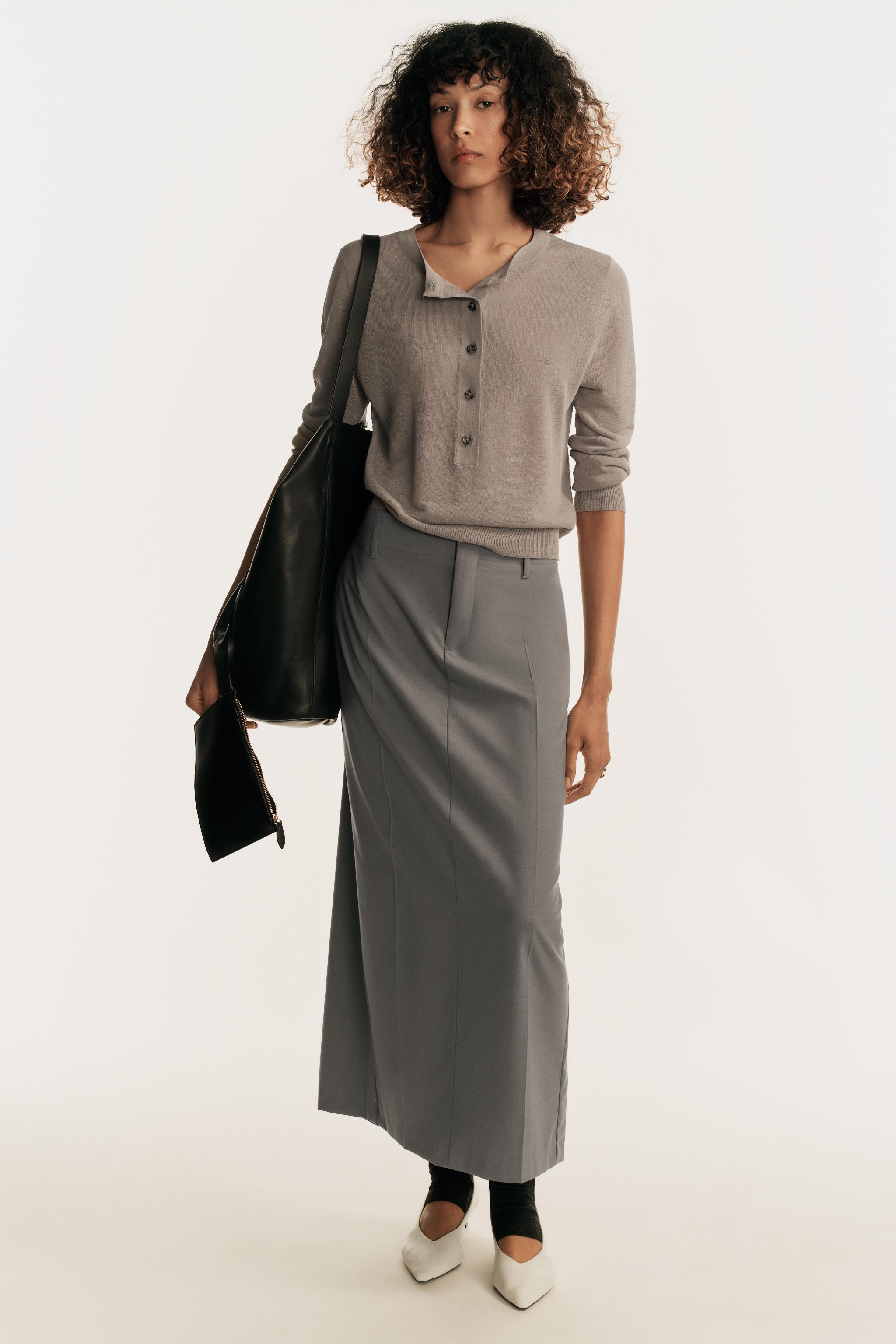KNIT HENLEY JUMPER — Gray