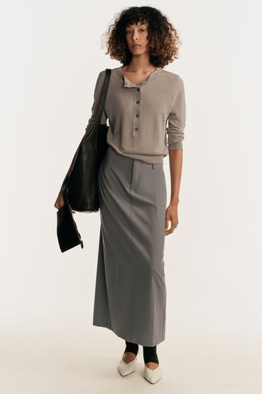 KNIT HENLEY JUMPER - Grey by Zara